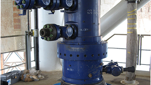 A Drill-Quip unitized wellhead at an active site.