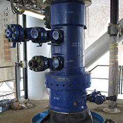 A Dril-Quip unitized wellhead at an active site.